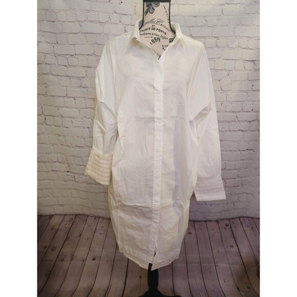 Undiscovered Eye Tunic Womens Large White Anthropology Raw Hem Oversized - Picture 1 of 10